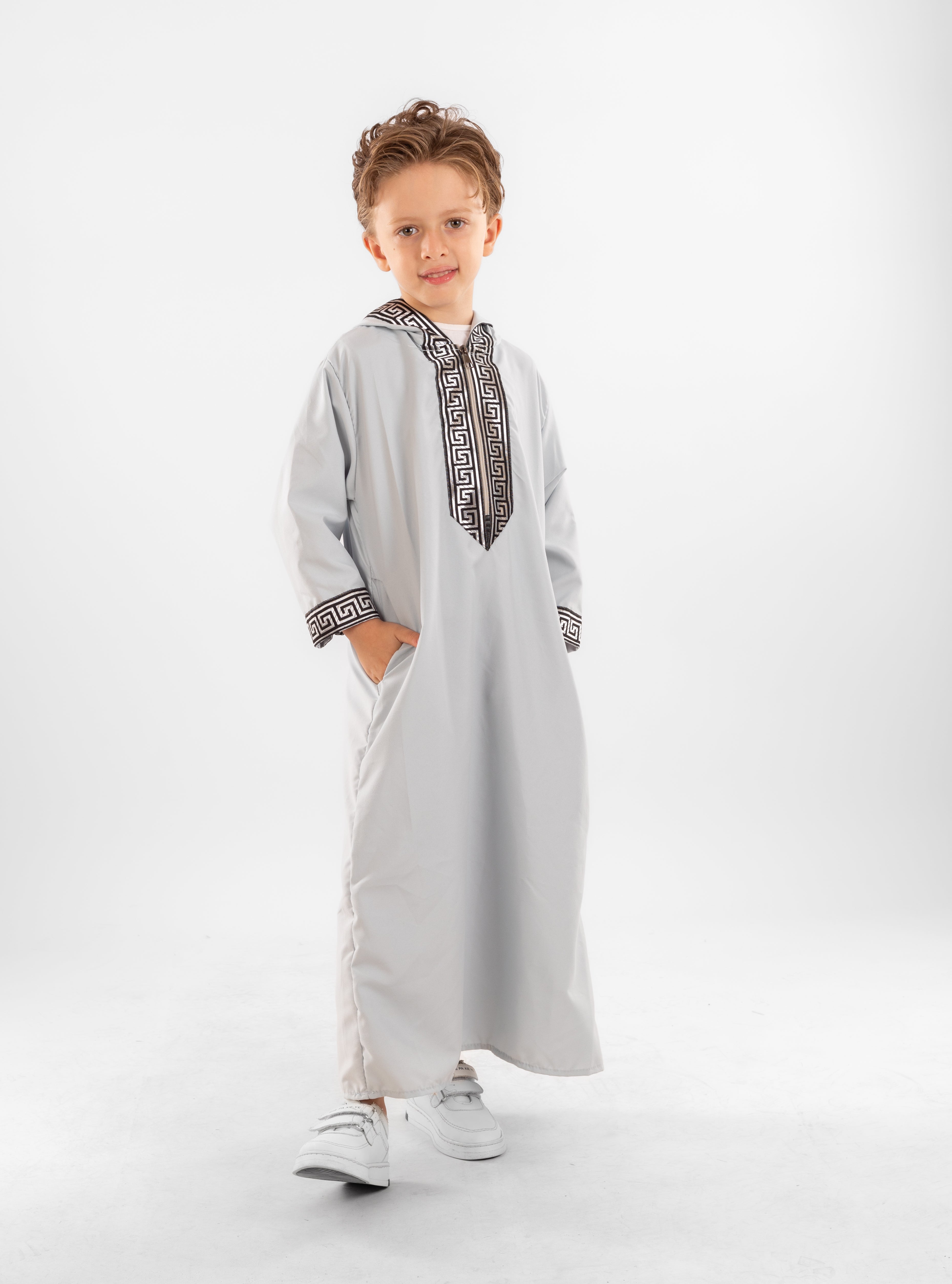 Imported Cotton Kids' Abaya with Versace-Inspired Embroidered Trim