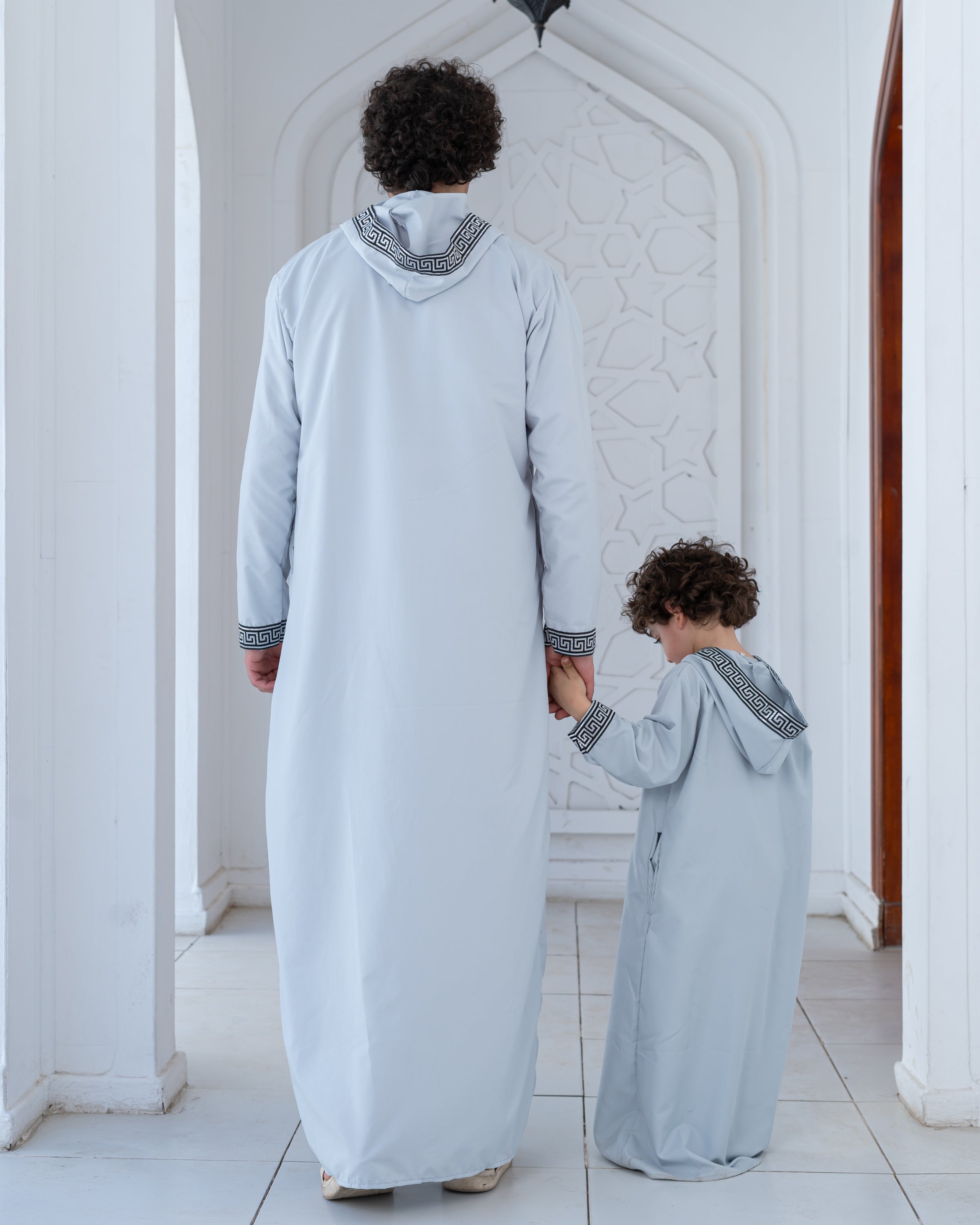 Imported Cotton Men’s Abaya with Versace-Inspired Embroidered Trim