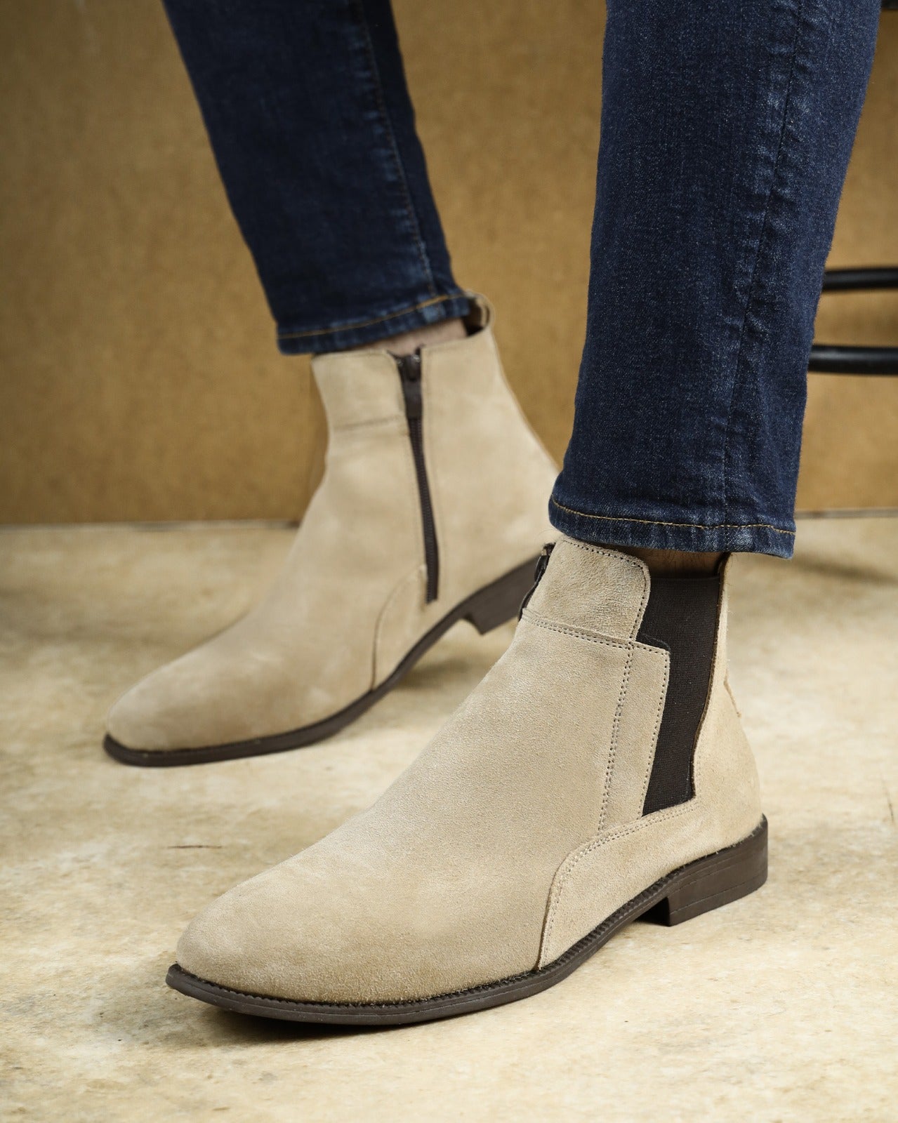 Genuine Suede Men Chelsea Half Boots