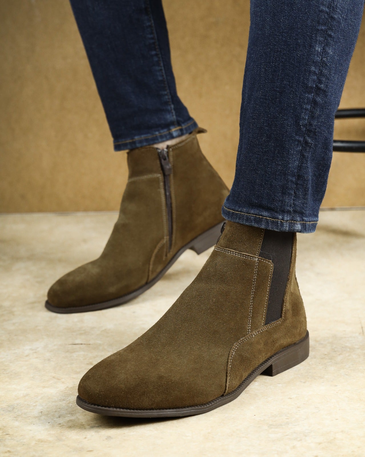 Genuine Suede Men Chelsea Half Boots