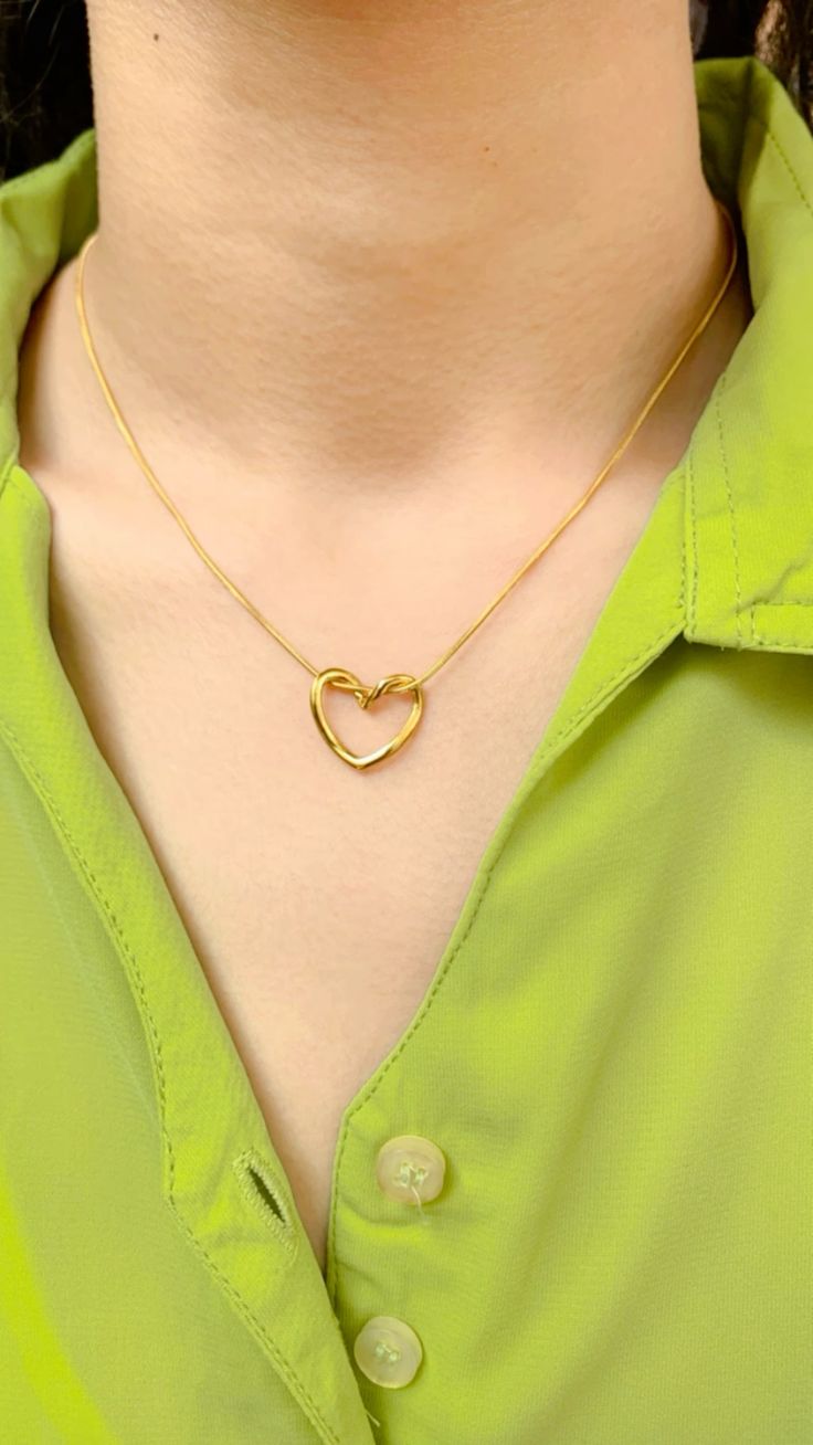 Heart Stainless Steel Pendant Necklace - Gold