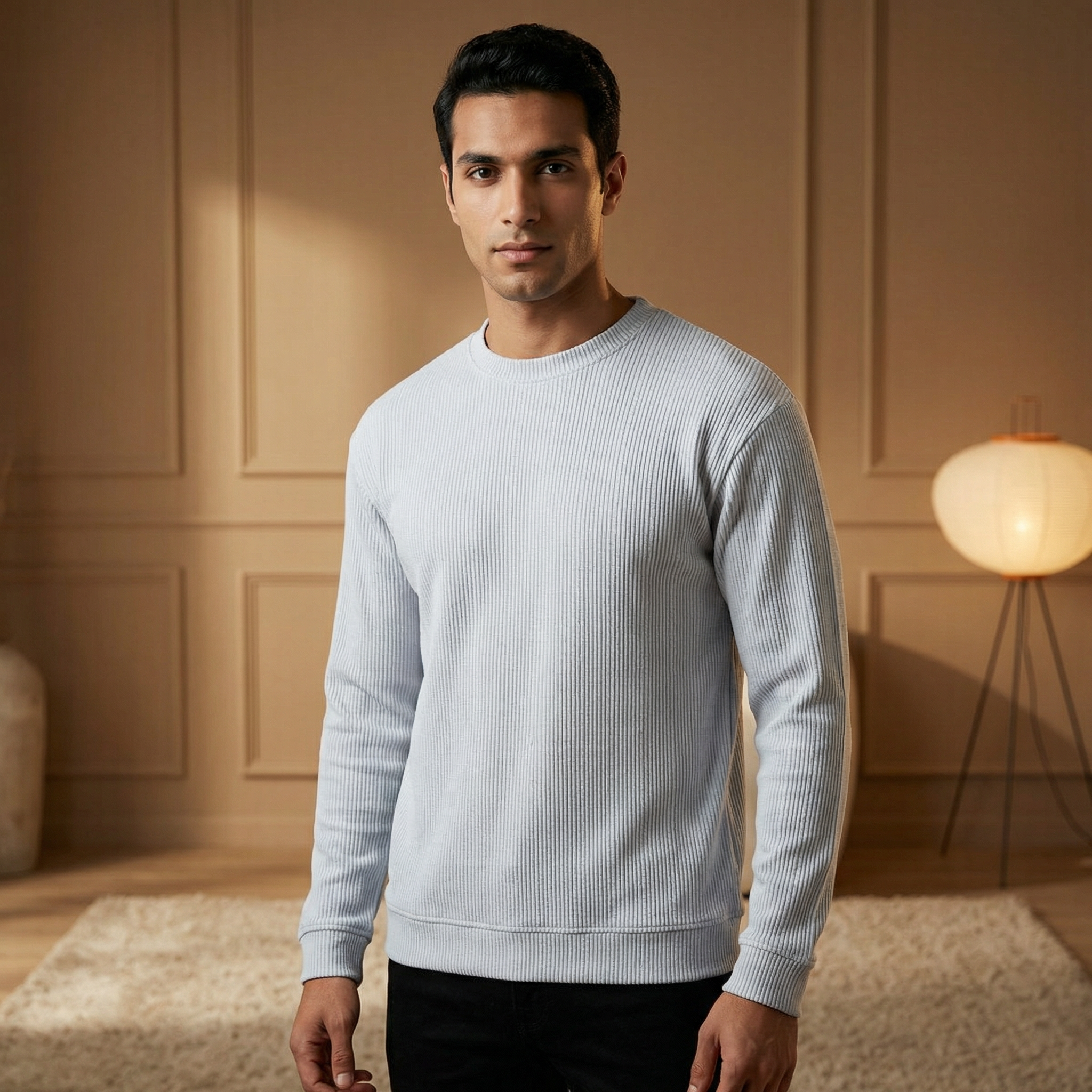 Ribbed Cotton Men Sweatshirt